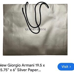 Giorgio Armani Metallic Silver Bag with Black Handles